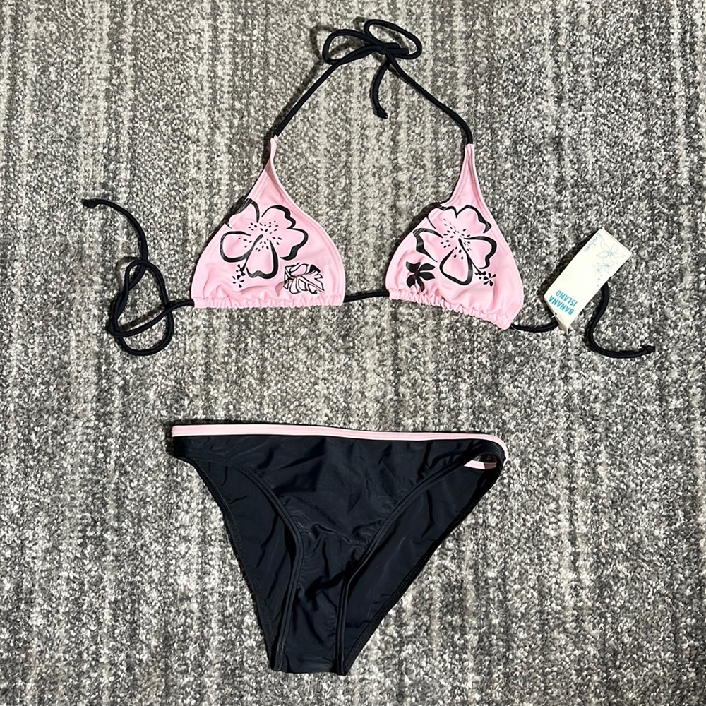 Banana Island pink and black bikini - size medium